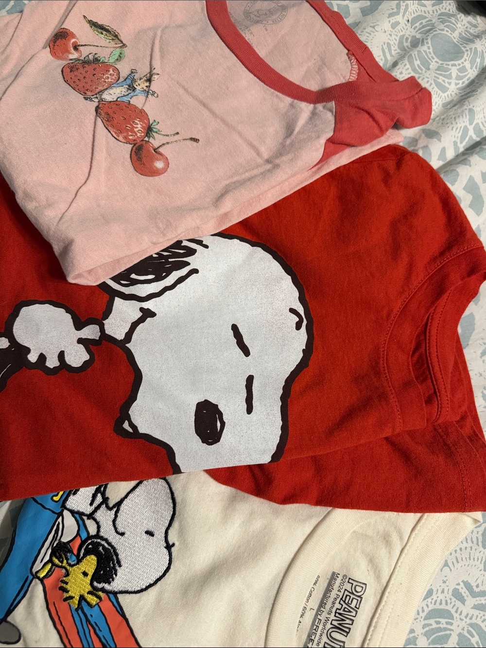 BUNDLE OF 3 Peanuts and Peter Rabbit Graphic Short Sleeve Tees